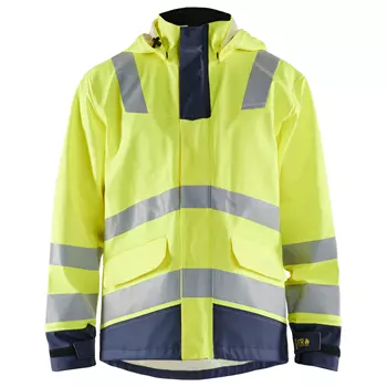 Blåkläder rain jacket level 2, Hi-vis yellow/Marine blue