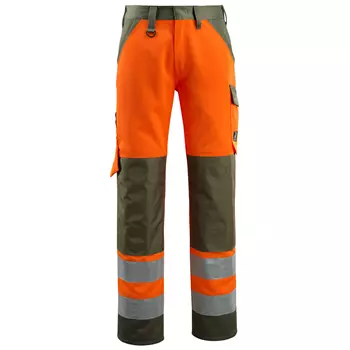 Mascot Safe Light Maitland work trousers, Hi-Vis Orange/Moss