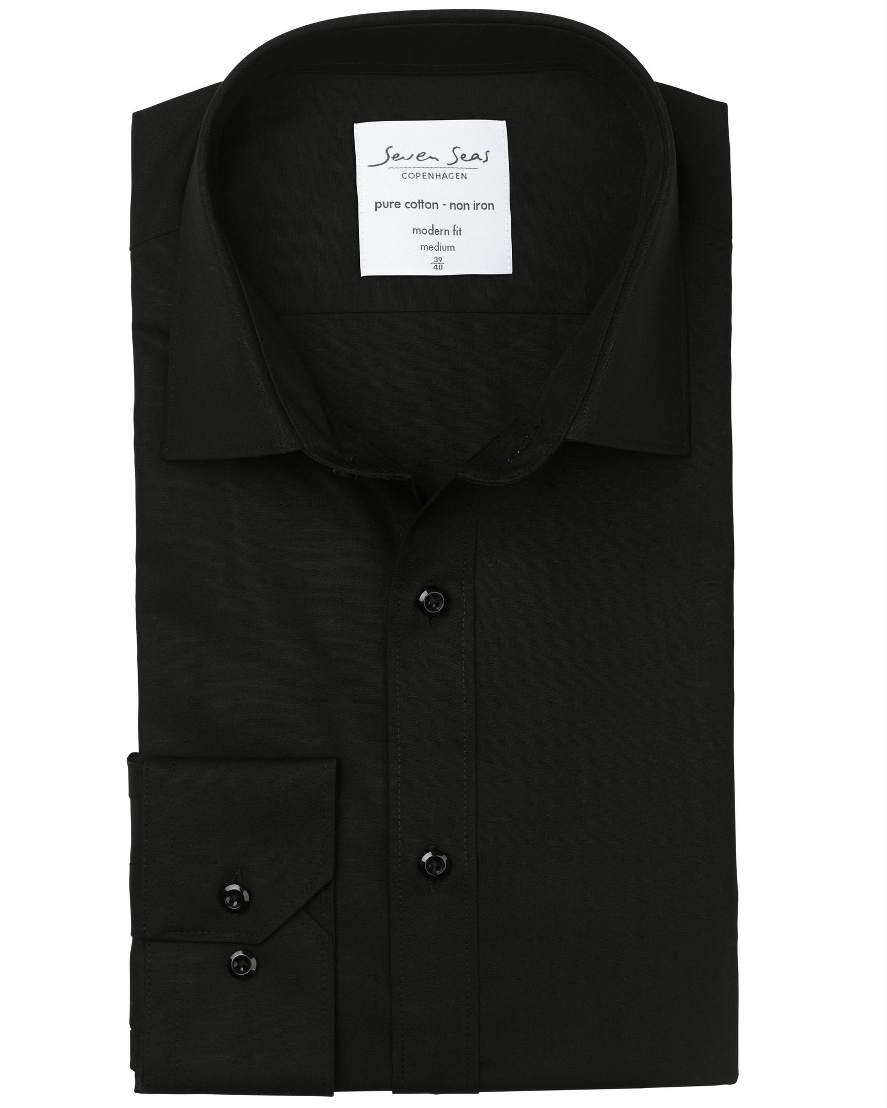 Seven Seas modern fit Fine Twill Hemd, Schwarz, large image number 4