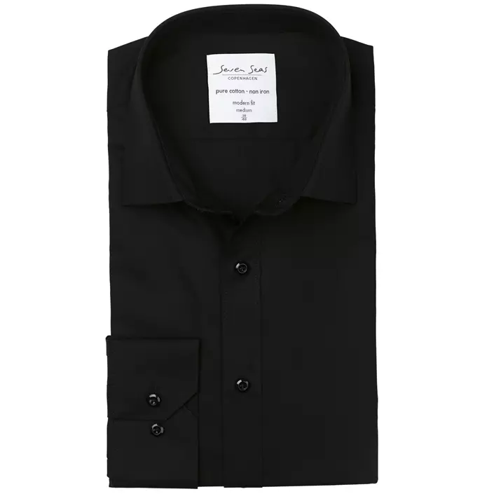 Seven Seas modern fit Fine Twill shirt, Black, large image number 4