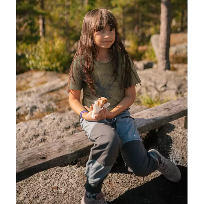 Pinewood Caribou outdoorbukser til børn, Storm Blue/Dark Anthracite, large image number 1