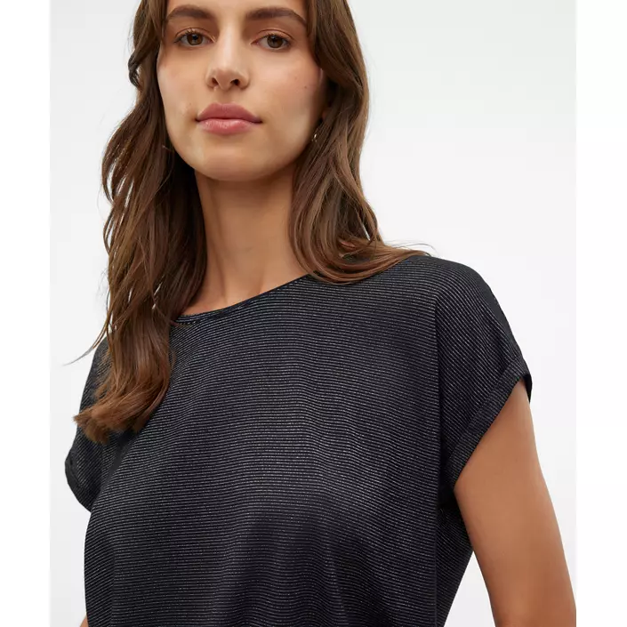 Vero Moda VMLAVA GLITTER dame T-shirt, Black/Silver Lurex, large image number 3