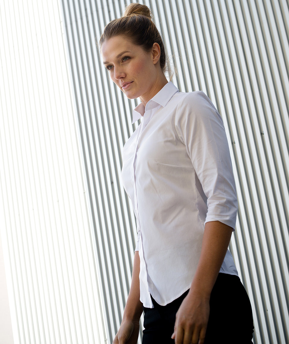 YOU Andria women's short-sleeved stretch shirt, White