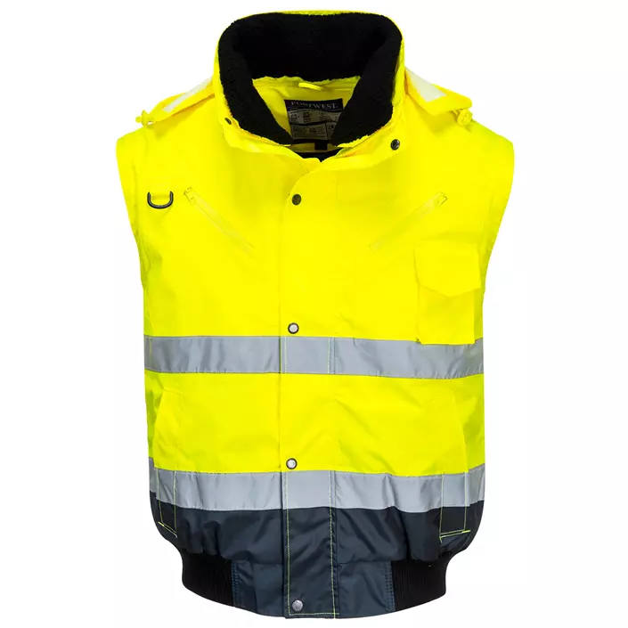 Portwest 3-in-1 pilotjacket with detachable sleeves, Hi-Vis yellow/marine, large image number 3