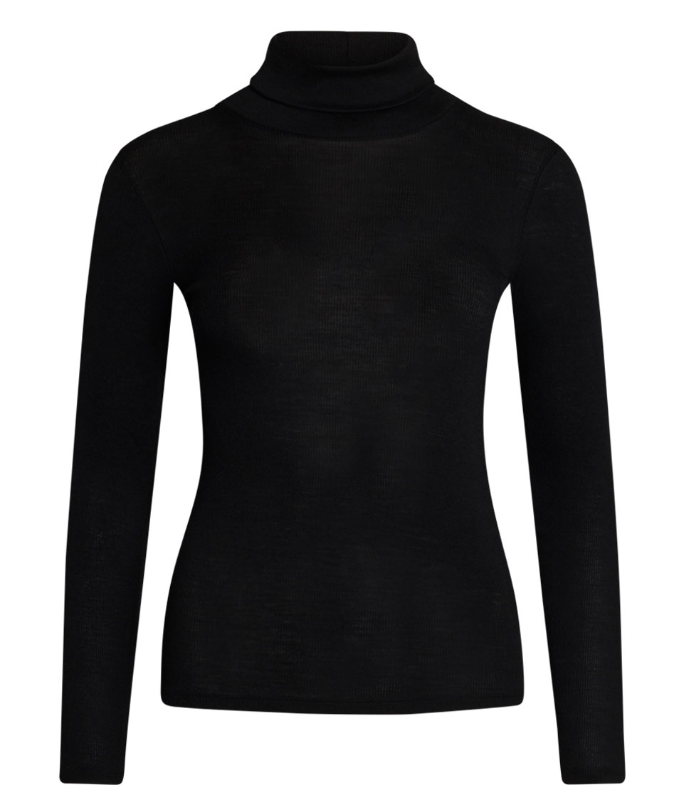 Claire Woman Alys women's knitted pullover with merino wool, Black