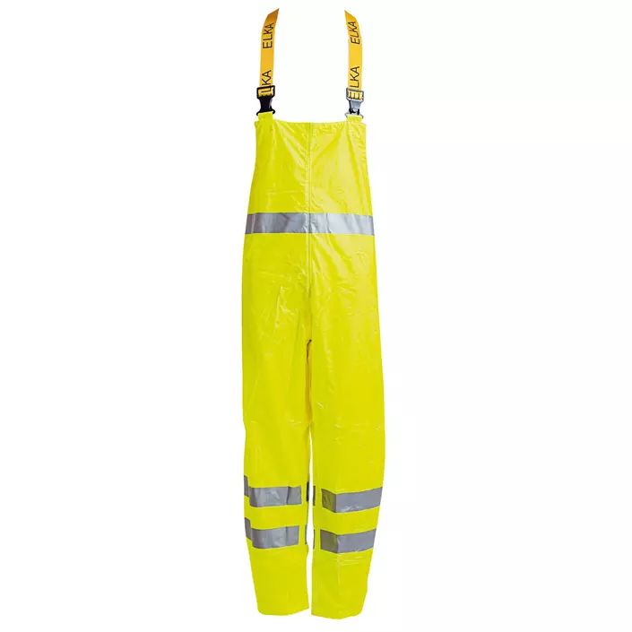 Elka Dry Zone Visible PU rain bib and brace trousers, Hi-Vis Yellow, large image number 0