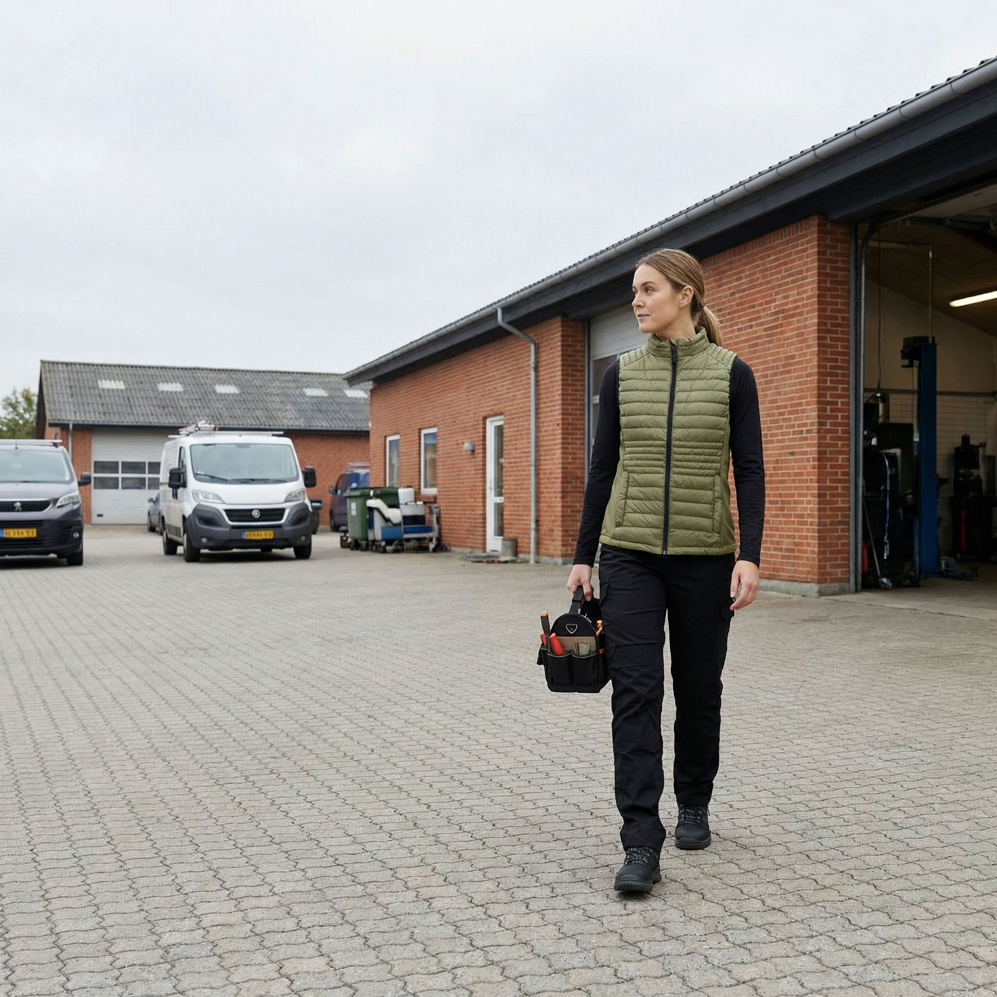 Stadsing vatteret damevest, Olive green, large image number 1