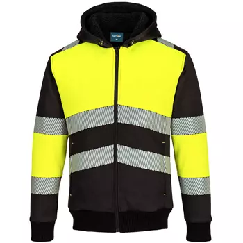 Portwest PW3 hoodie with zipper, Hi-vis Yellow/Black