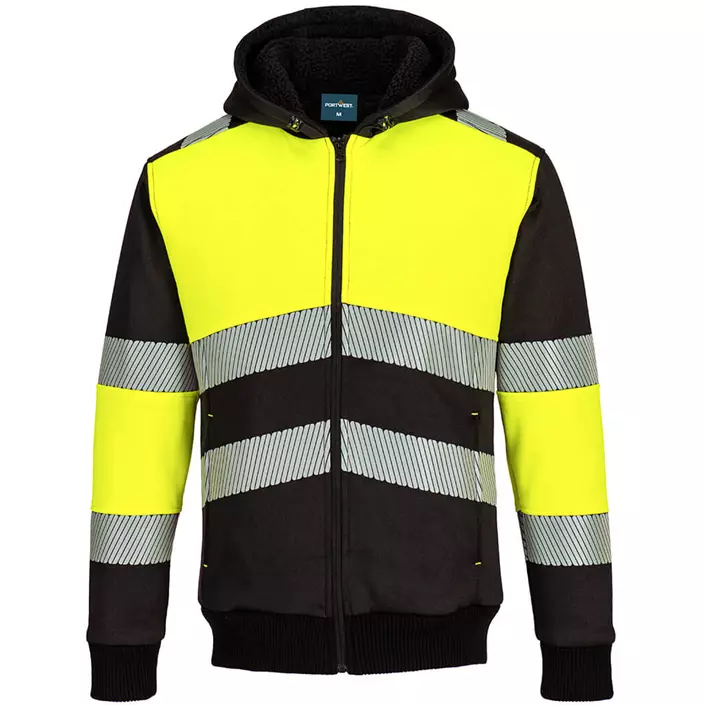 Portwest PW3 hoodie with zipper, Hi-vis Yellow/Black, large image number 0