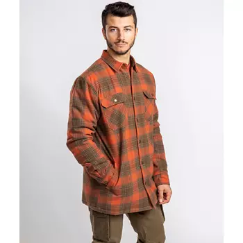Pinewood Finnveden Checked regular fit lined lumberjack shirt, Terracotta/Olive
