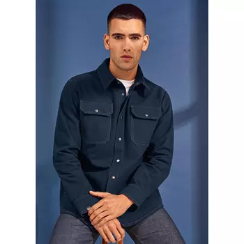 ID Modern fit langærmet flannelsskjorte, Navy