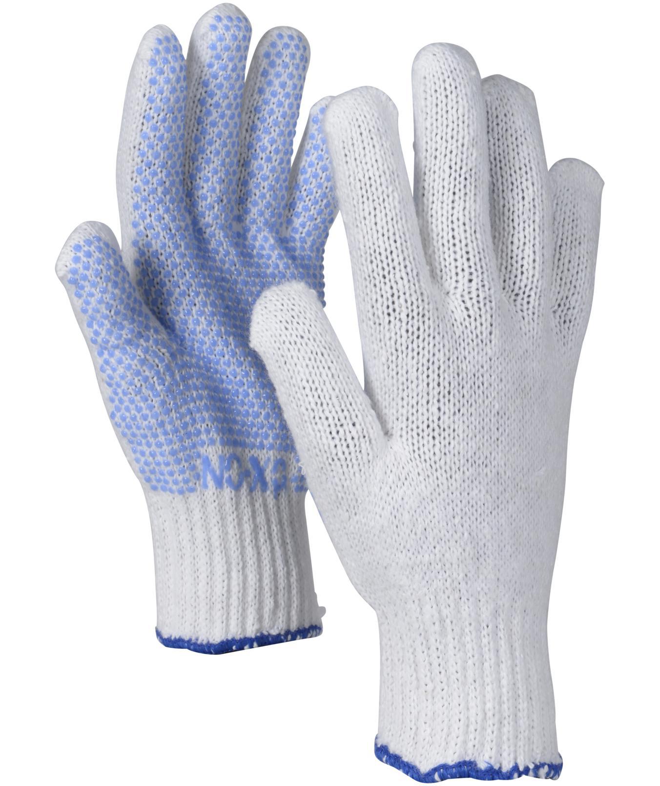 OX-ON Knitted Supreme 13600 Dots arbejdshandsker, Hvid/Bl&aring;