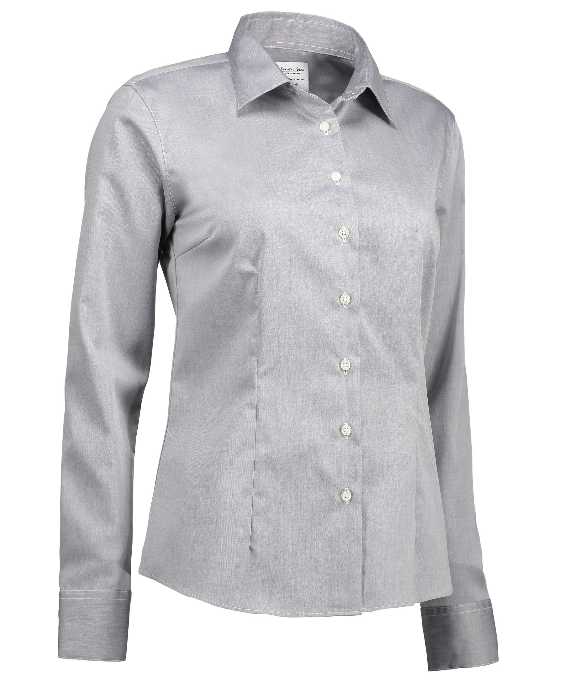 Seven Seas Fine Twill Modern fit skjorta dam, Silver Grey, large image number 2