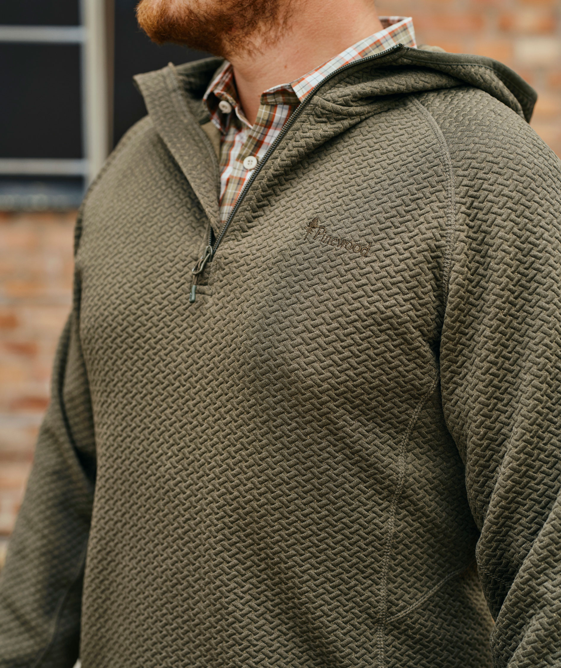 Pinewood Finnveden half-zip h&aelig;ttetr&oslash;je, Dark Green Melange, large image number 8