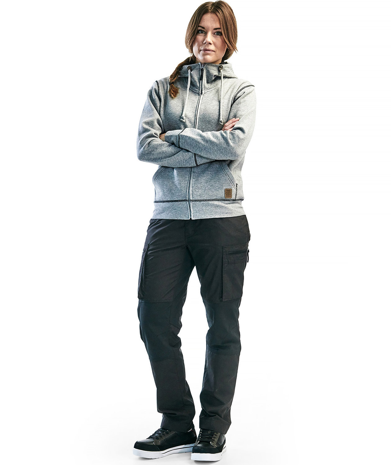 Bl&aring;kl&auml;der huvtr&ouml;ja/ hoodie dam, Gr&aring; Melange