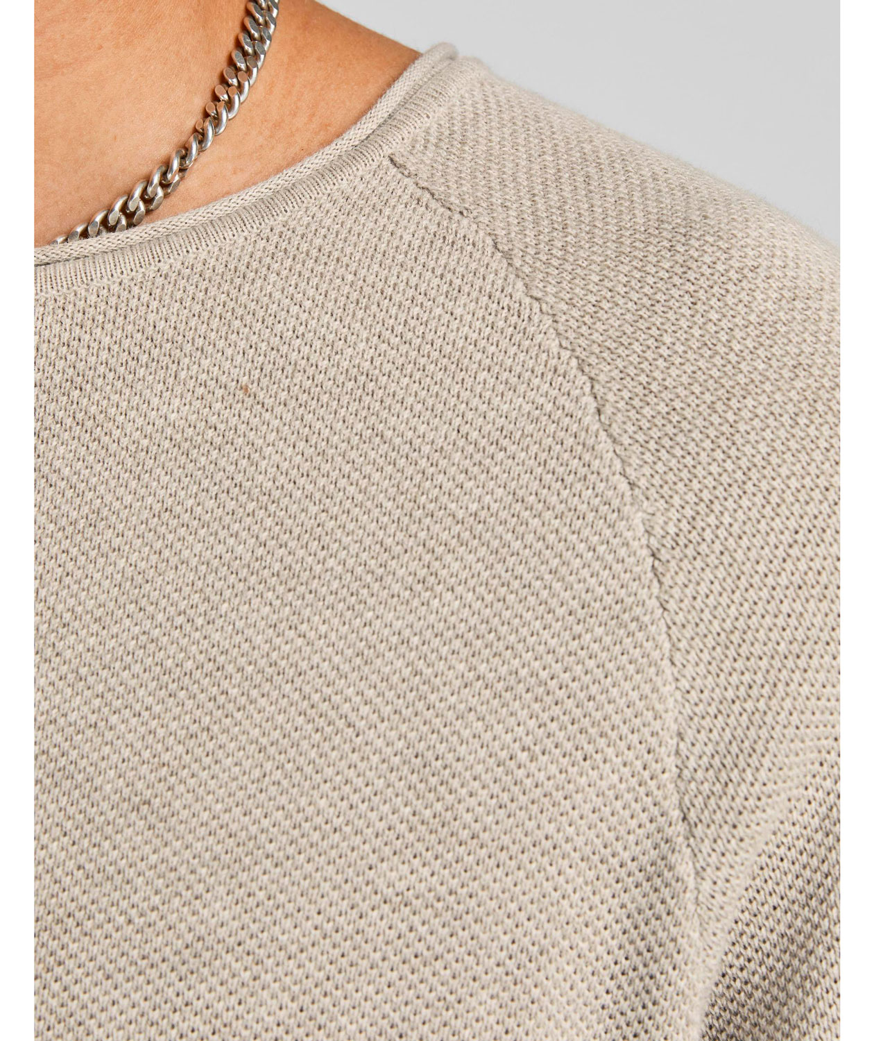 Jack & Jones JJEHILL Striktr&oslash;je, Oatmeal Melange, large image number 3