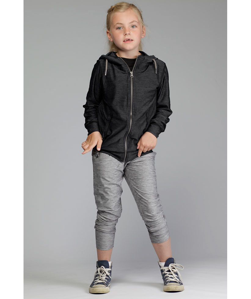 Pitch Stone Cooldry hoodie for kids, Dark black melange