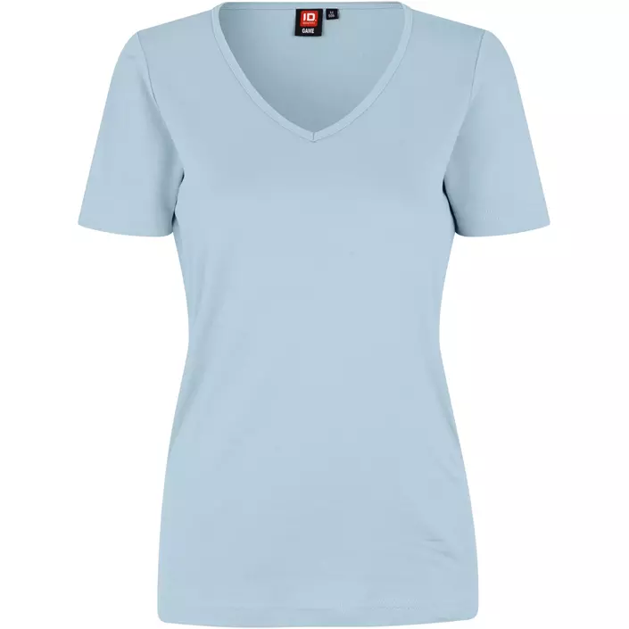 ID Interlock dame T-shirt med v-hals, Lyseblå, large image number 0