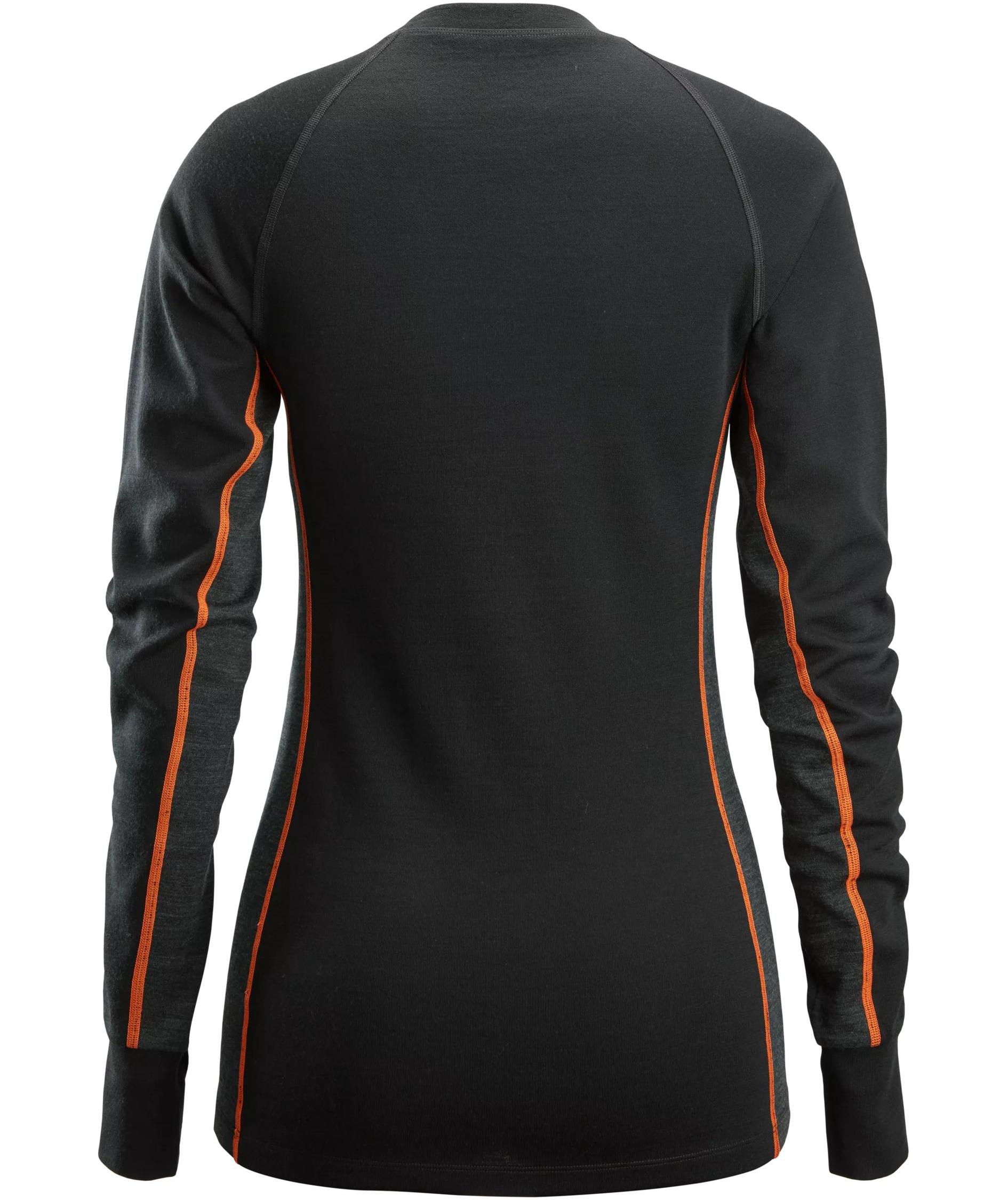 Snickers women's thermal crewneck with merino wool 9470, Black/Anthracite Melange, large image number 2