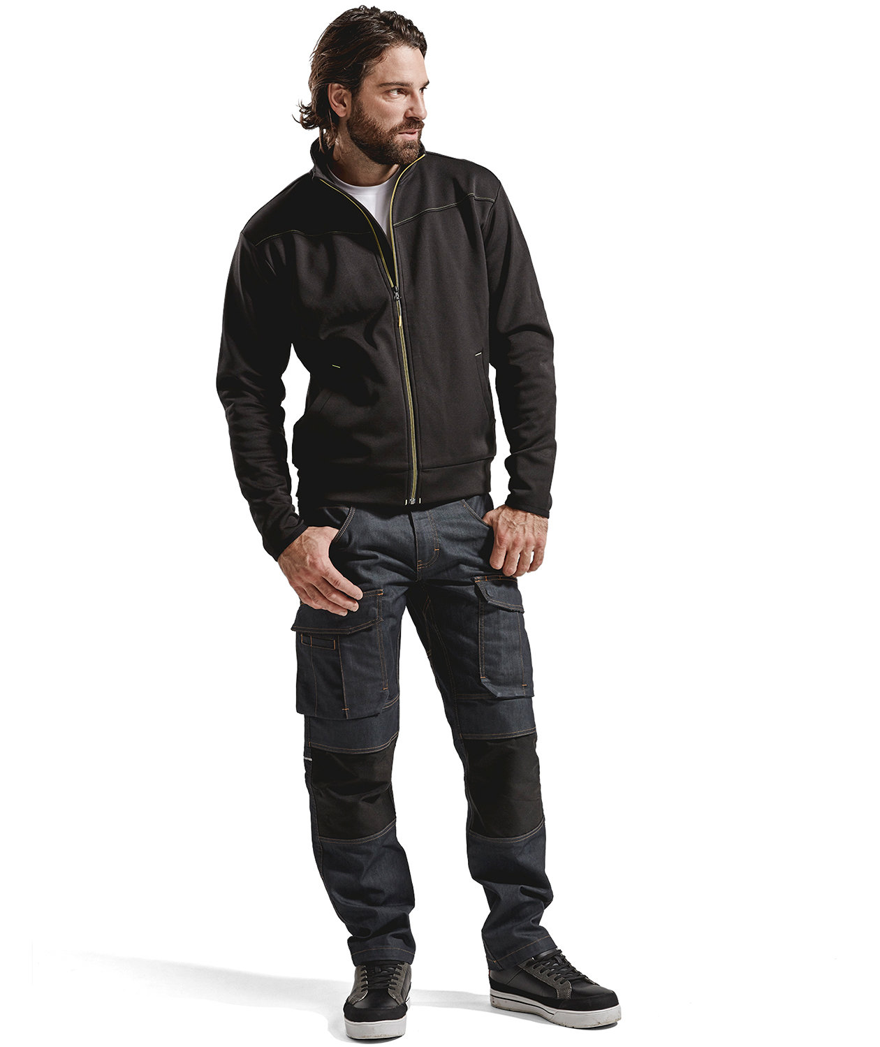 Bl&aring;kl&auml;der Unite sweat cardigan, Black/Yellow, large image number 1