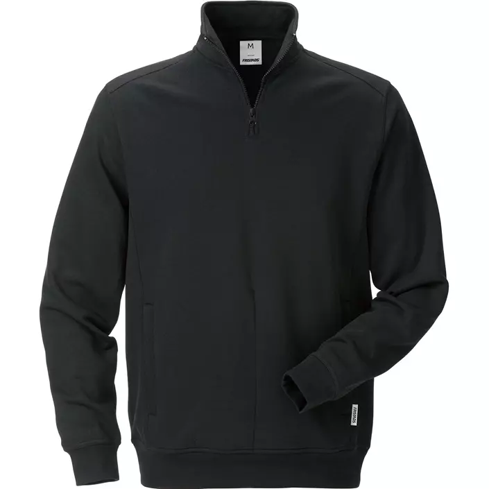 Fristads sweatshirt half zip 7607, Sort, large image number 0