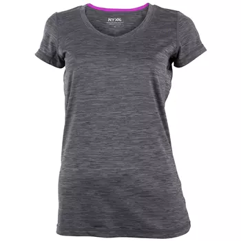 NYXX Flow dame stretch T-skjorte, Karbon/bright violet
