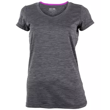 NYXX Flow dame stretch T-skjorte, Karbon/bright violet