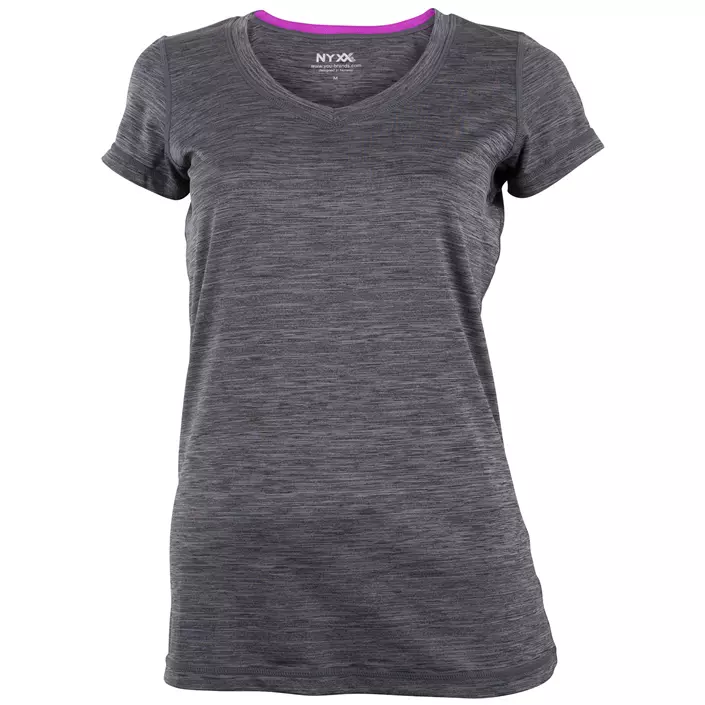 NYXX Flow dame stretch T-skjorte, Karbon/bright violet, large image number 0