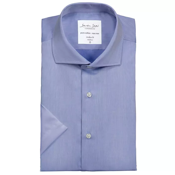 Seven Seas modern fit Fine Twill kortærmet skjorte, Lys Blå, large image number 4