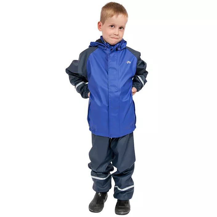 Elka rain set with fleece lining for kids, Navy/Blue, large image number 1