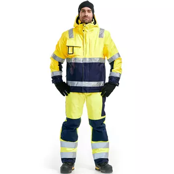 Blåkläder vinter arbeidsbukse, Hi-vis gul/marineblå