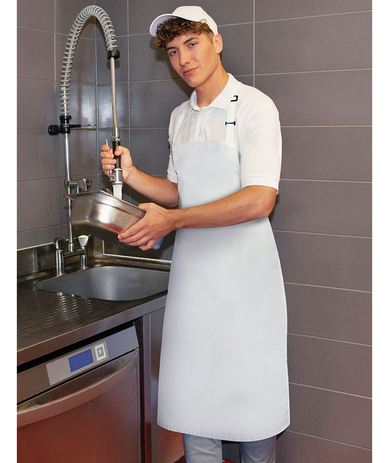 Karlowsky Basic water-repellent bib apron, White