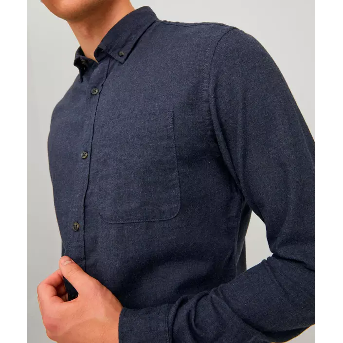 Jack & Jones JJECLASSIC MELANGE Slim fit långärmad skjorta, Navy Blazer, large image number 3