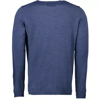 Seven Seas stickad tröja med merinoull, Blue melange