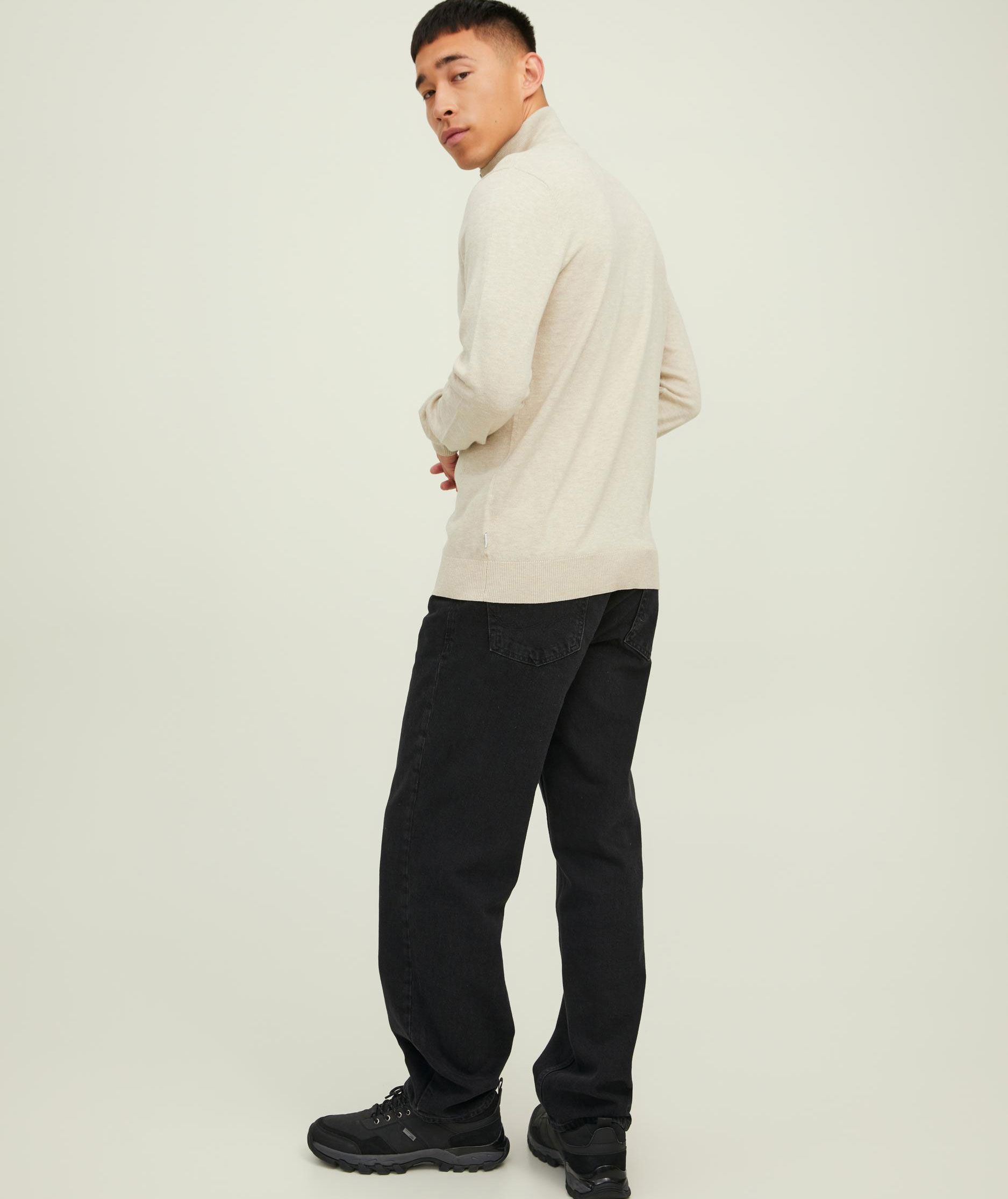 Jack & Jones JJEEMIL half-zip knitted pullover, Oatmeal Melange, large image number 2