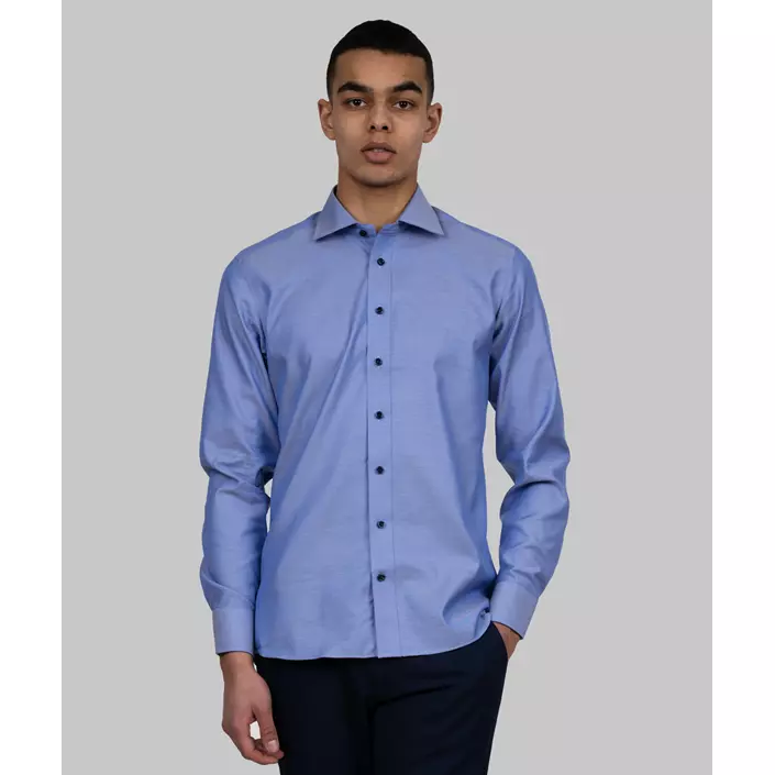 J. Harvest & Frost Twill Green Bow O1 slim fit skjorte, Mid Blue, large image number 1