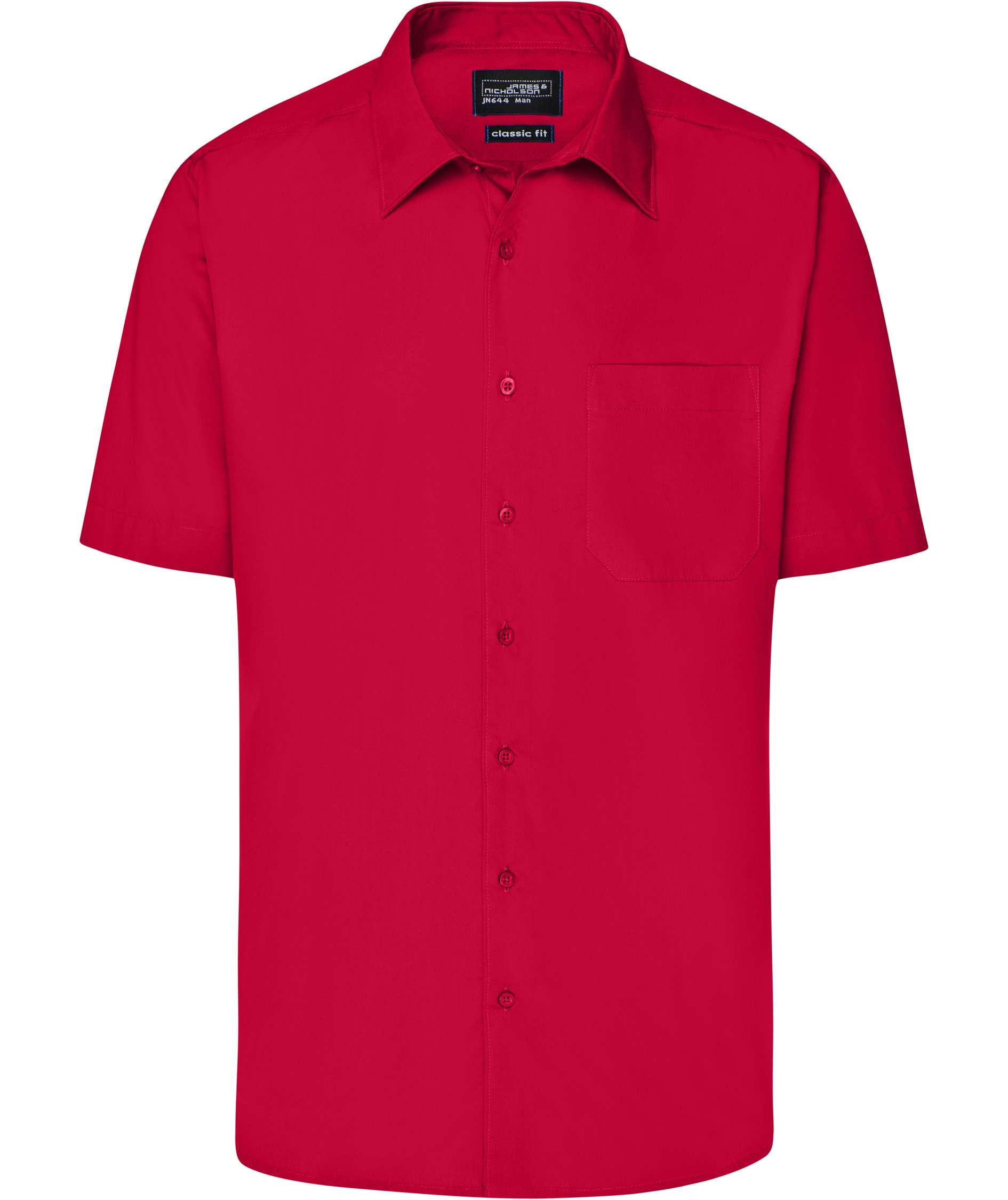 James & Nicholson classic fit short-sleeved shirt, Red