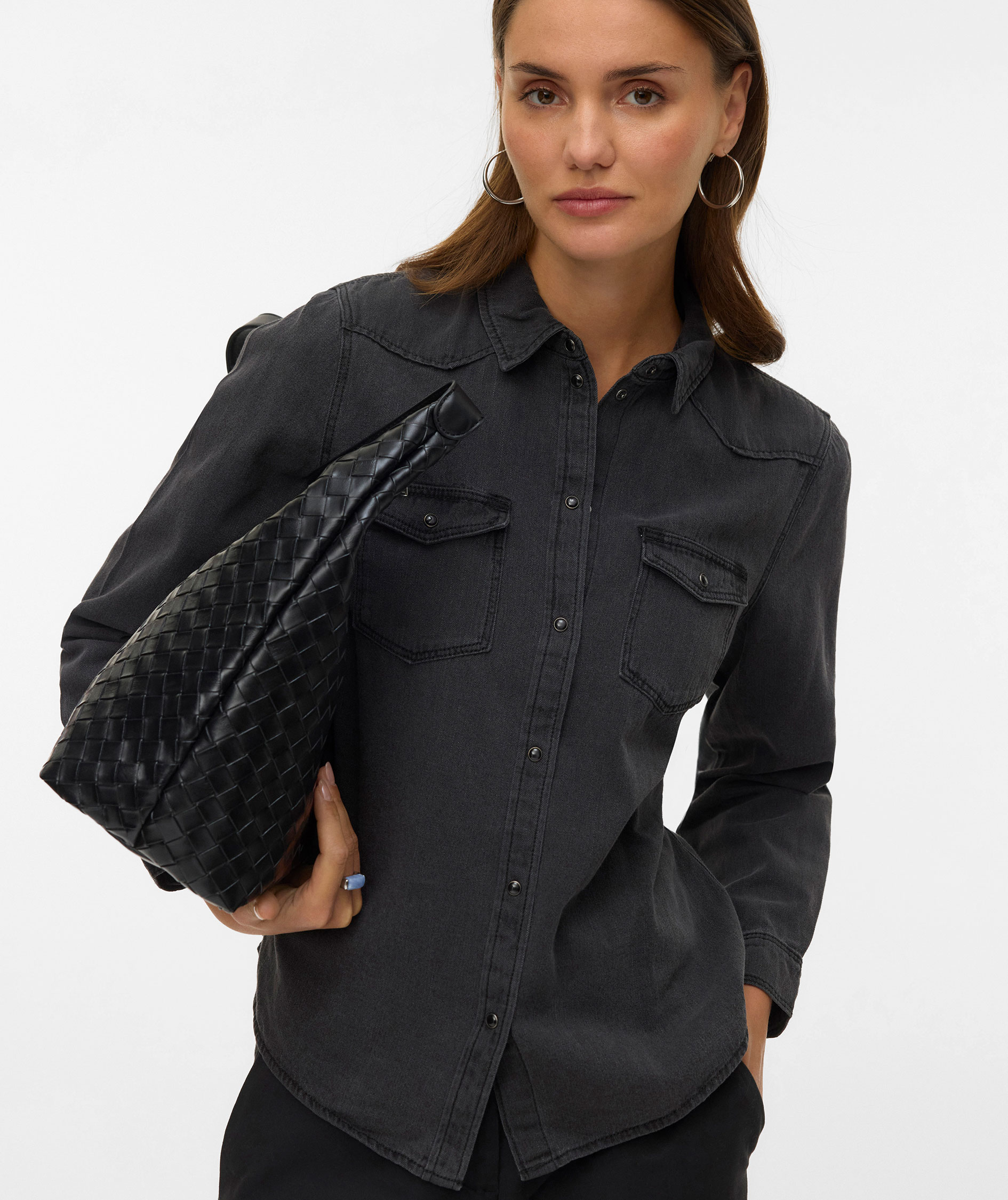 Vero Moda VMMARIA women's denim shirt, Black Denim, large image number 5