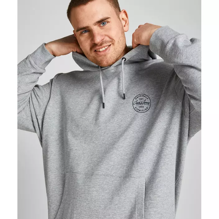 Jack & Jones JJESHARK Plus Size Hættetrøje, Light Grey Melange, large image number 5