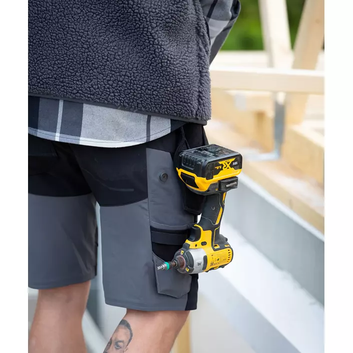 Mascot Customized arbejdsshorts full stretch, Stengrå/Sort, large image number 3