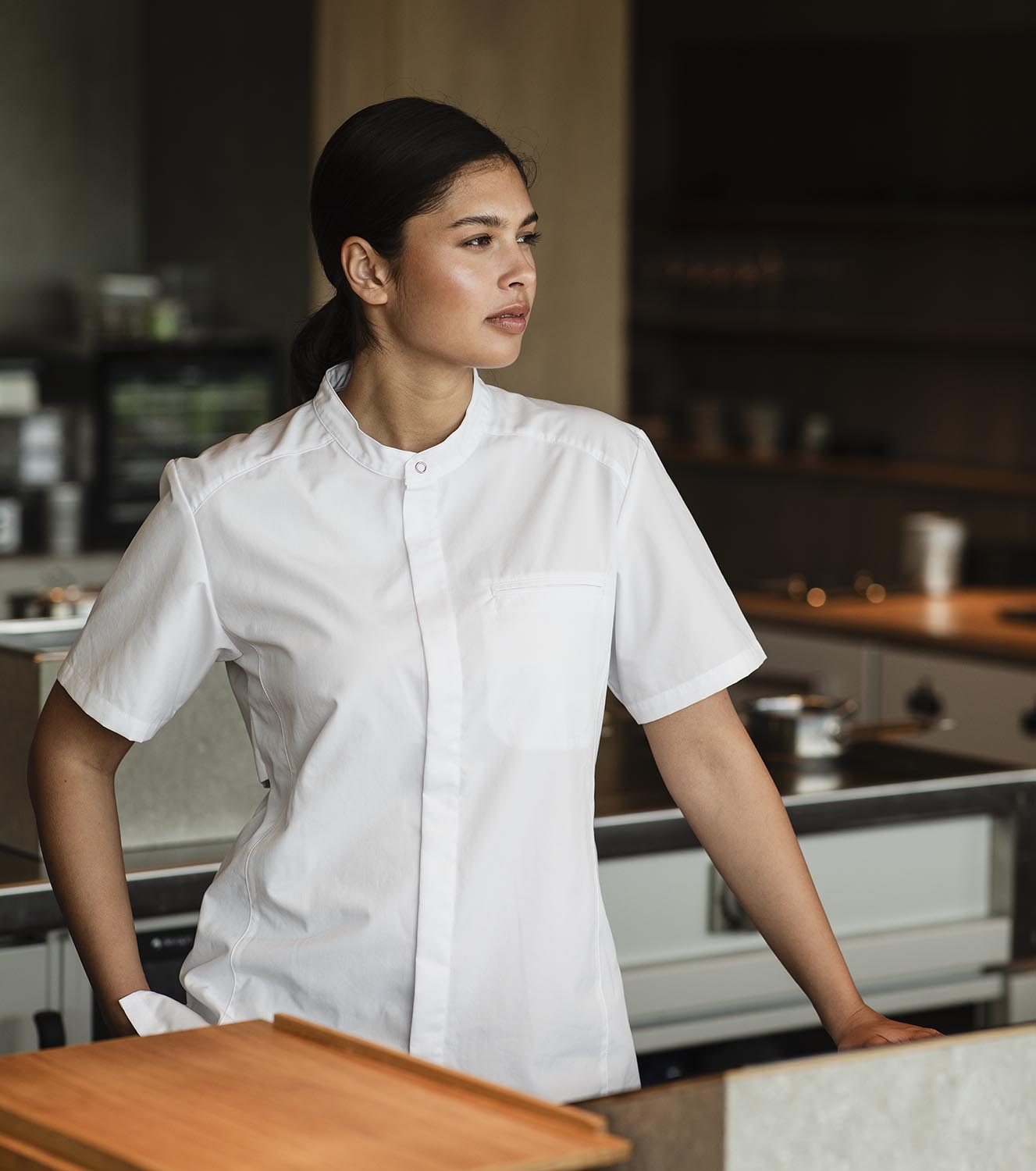 Segers 1006 regular fit short-sleeved chefs shirt, White