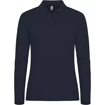Clique Manhatten women's long-sleeved polo shirt, Dark Marine Blue
