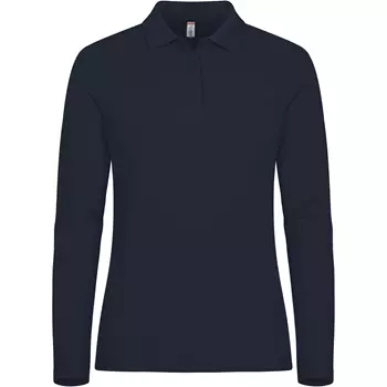 Clique Manhatten women's long-sleeved polo shirt, Dark Marine Blue