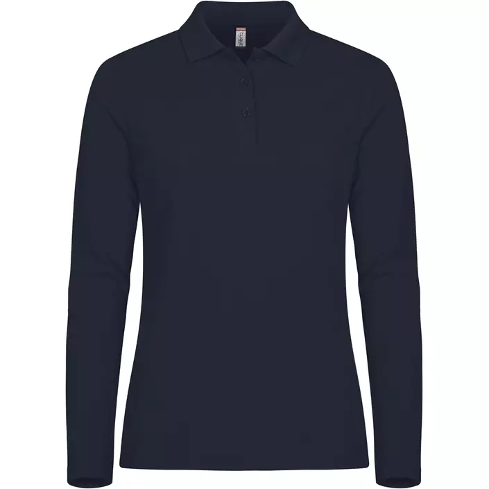 Clique Manhatten women's long-sleeved polo shirt, Dark Marine Blue, large image number 0