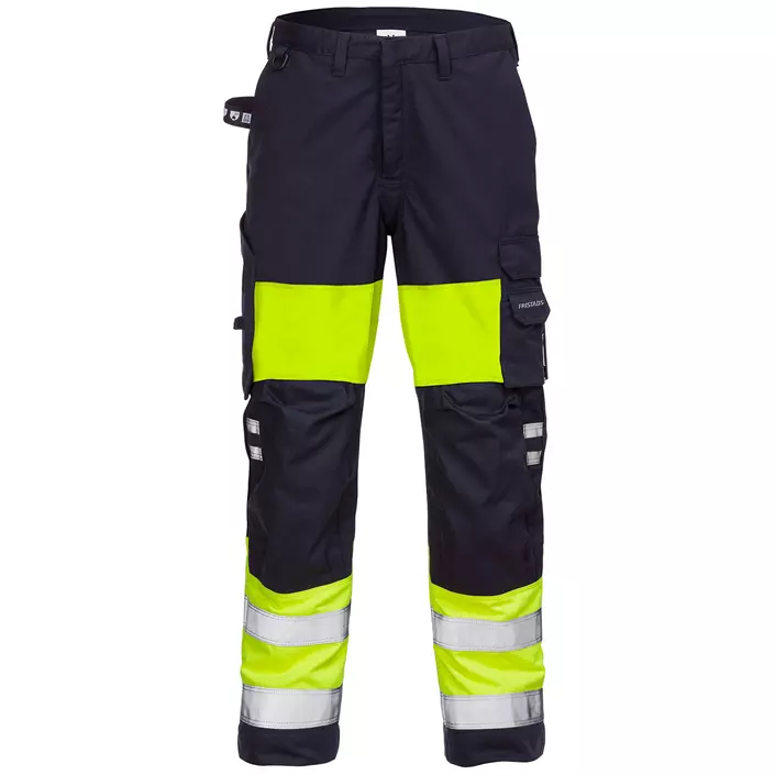Fristads women's work trousers 2776, Hi-vis yellow/Marine blue, large image number 0