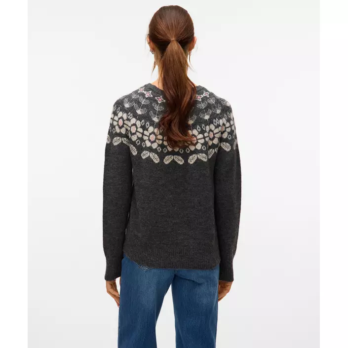 Vero Moda VMSIMONE NORDIC dame striktrøje, Dark Grey Melange/Birch/Rose, large image number 2