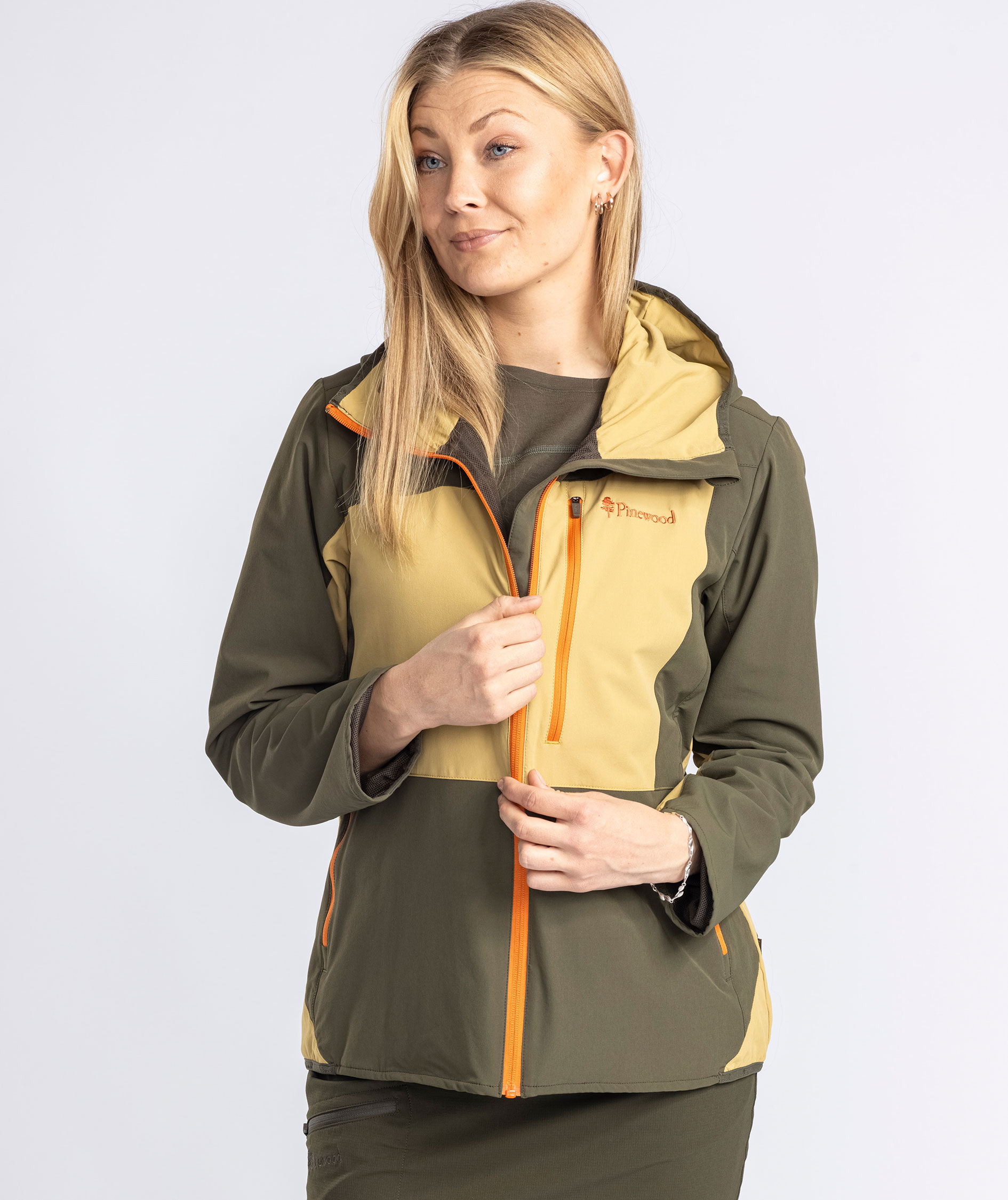 Pinewood Abisko Light damejakke, Golden Hay/Moss Green, large image number 3