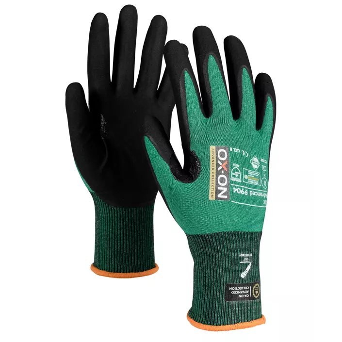 OX-ON Cut Advanced 9904 cut protection gloves Cut B, Green/Black, large image number 0