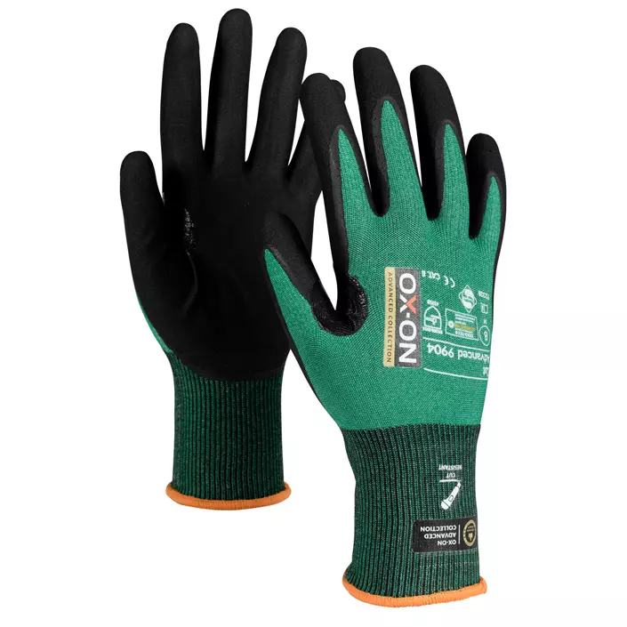 OX-ON Cut Advanced 9904 cut protection gloves Cut B, Green/Black, large image number 0