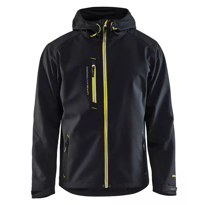 Blåkläder softshell jacket, Black/Hi-Vis Yellow, large image number 0